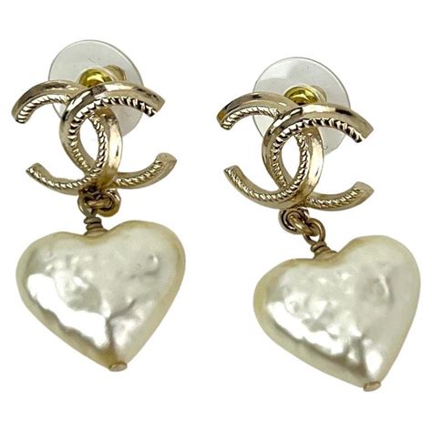 chanel cc heart pearl earrings|buy chanel cc earrings online.